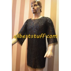 MS Chain Mail Round Riveted with Flat Washer Chainmail Shirt with Brass Rings