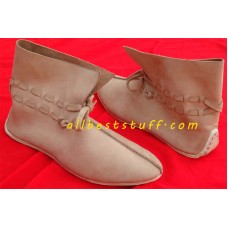 Medieval Leather Shoe Natural Leather Ankle Length Brown