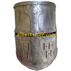 Strong 16 Gauge Medieval Crusader Helmet Raw Finish